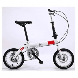 KXDLR Bike KXDLR Folding Bike, Lightweight Aluminum Frame, 14" Foldable Compact Bicycle with Double Disc Brake And Wear-Resistant Tire for Adults, White