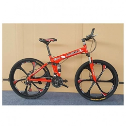 KXDLR Bike KXDLR Folding Mountain Bike Folding Bicycle Double Shock Absorption And Disc Brakes Shift Adult Male And Female Students 26 Inch 27 Speed, Red