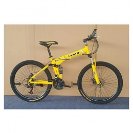 KXDLR Bike KXDLR Mountain Bike 21-Speed 26 Inches Wheel Dual Suspension Folding Bike Dual Disc Brake Mountain Folding Bicycle, Yellow