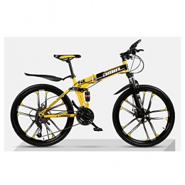 KXDLR Bike KXDLR Mountain Bike 21 Speed Folding Bike 26 Inches 10-Spoke Wheels Suspension Bicycle, Yellow