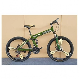 KXDLR Bike KXDLR Mountain Bike 26 Inch Wheel Steel Frame 3-Spoke Wheels Dual Suspension Road Bicycle (21 Speed), Green