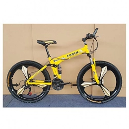 KXDLR Bike KXDLR Mountain Bike, Folding Bike, 26" Inch 3-Spoke Wheels High-Carbon Steel Frame, 27 Speed Dual Suspension Folding Bike with Disc Brake, Yellow