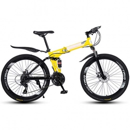 KXDLR Bike KXDLR Mountain Bike, Folding Bike Unisex Mountain Bike 27 Speeds 26 Inch Off-Road Tire Road Bicycle Bike with Disc Brakes And Dual Suspension, Yellow