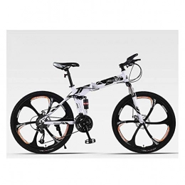 KXDLR Folding Bike KXDLR Mountain Bike High-Carbon Steel 26 Inch Mountain Bike 24 Speed Off-Road Adult Speed Mountain Men And Women Bicycle, White