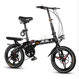 L.BAN Folding Bike L.BAN Bicycle Folding Bicycle Unisex 16 Inch 20 Inch Shift Disc Brakes Sports Portable Bicycle (Color : Black, Size : 16 inch)