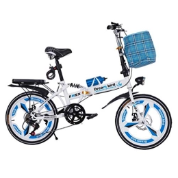 L.BAN Bike L.BAN Bicycle Folding Shifting Disc Brakes 20 Inch Shock Absorption Unisex Ultralight Portable Folding Bicycle (Color : Blue)