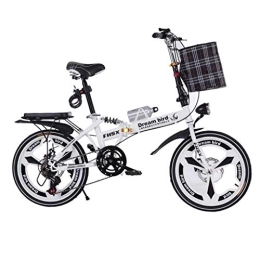 L.BAN Bike L.BAN Bicycle Folding Shifting Disc Brakes 20 Inch Shock Absorption Unisex Ultralight Portable Folding Bicycle (Color : White)