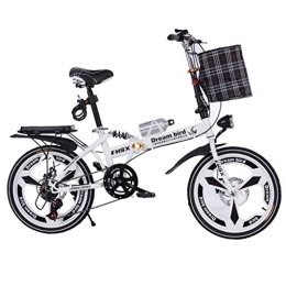 L.BAN Folding Bike L.BAN Bicycle Folding Shifting Disc Brakes 20 Inch Shock Absorption Unisex Ultralight Portable Folding Bicycle (Color : White, Size : 150 * 35 * 110cm)