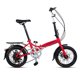 L.BAN Folding Bike L.BAN Folding Bicycle 16 Inch Men And Women Models Lightweight Folding Bike Bicycle Adult Mini Speed Car Double Disc Brake Folding Bicycle (Color : RED, Size : 150 * 30 * 96CM)