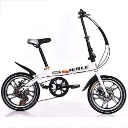 L.HPT Folding Bike L.HPT 14 / 16 Inch Folding Speed Bicycle - Folding Bicycle Speed Adult Male Girl Mountain Bike Single Speed Car Speed Car, Black, 16inches (Color : White, Size : 14inches)