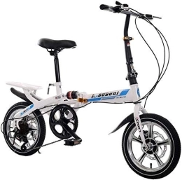 L.HPT Folding Bike L.HPT 14 Inch 16 Folding Speed Bicycle One Wheel Folding Bicycle Student Car Adult Bicycle Speed Disc Brakes Men And Women, Red, 14inches (Color : Blue, Size : 14inches)