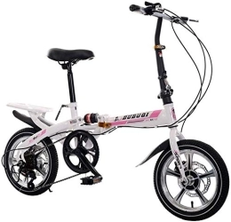 L.HPT Folding Bike L.HPT 14 Inch 16 Folding Speed Bicycle One Wheel Folding Bicycle Student Car Adult Bicycle Speed Disc Brakes Men And Women, Red, 14inches (Color : Pink, Size : 14inches)