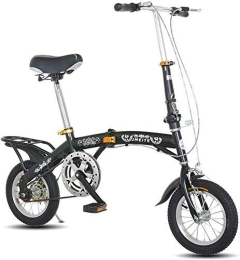 L.HPT Folding Bike L.HPT 14 Inch 16 Inch Folding Bicycle Shifting - One Wheel Double Disc Brake Travel Bicycle Male And Female Folding Student Car, White, 14inches (Color : Black, Size : 14inches)