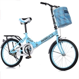L.HPT Bike L.HPT 16 Inch 20 Inch Folding Bicycle - Adult Women's Folding Bicycle - Folding Bicycle To Work To Go To School, Yellow, 20inches (Color : Blue, Size : 16inches)