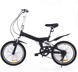 L.HPT Folding Bike L.HPT 20 Inch Folding Bicycle Shifting - Male And Female Bicycles - Adult Children Students High Carbon Steel Damping Mountain Bike, Yellow (Color : Black)
