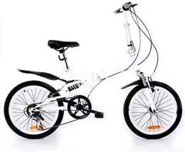 L.HPT Folding Bike L.HPT 20 Inch Folding Bicycle Shifting - Male And Female Bicycles - Adult Children Students High Carbon Steel Damping Mountain Bike, Yellow (Color : White)