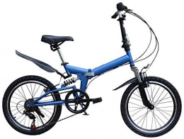 L.HPT Folding Bike L.HPT 20 Inch Folding Bicycle Shifting - Male And Female Bicycles - Adult Children Students High Carbon Steel Front And Rear Shock Absorber Mountain Bike, Yellow (Color : Blue)