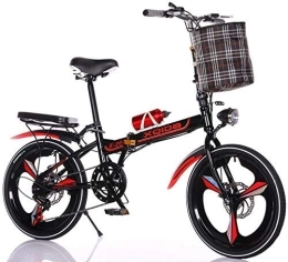 L.HPT Folding Bike L.HPT 20 Inch Folding Bicycle Shifting - Men And Women Shock Absorber Bicycle - Adult Children Student Bicycle Road Bike, Black (Color : Red)