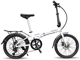 L.HPT Folding Bike L.HPT 20 Inch Folding Bicycle Shifting - Men And Women Shock Absorber Bicycle - Aluminum Alloy Mini Boys And Girls Speed Bicycle Folding Bike Mountain Bike, Black (Color : White)