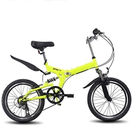 L.HPT Folding Bike L.HPT 20 Inch Folding Speed Bicycle - Men And Women 6 Speed Folding Bike - Adult Students Portable Lightweight Bicycle Folding Bike, White (Color : Yellow)