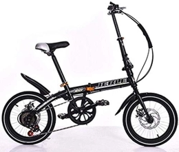 L.HPT Folding Bike L.HPT Folding Bicycle-Folding Car 14 Inch 16 Inch Disc Brake Speed Bicycle Adult Children Bicycle Student Bicycle, White, 14inchshift (Color : Black, Size : 16inchsinglespeed)