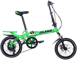 L.HPT Folding Bike L.HPT Folding Variable Speed Bicycle - Women's Folding Bicycle 16 Inch Variable Speed Shock Absorption Adult Student Children, Black (Color : Green)