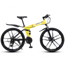 L-SLWI Folding Bike L-SLWI Adult-Bcycles Mountain Bike Variable Speed Folding Student Bike Adult 26-Inch Bicycle Mountain Bike, 27-Speed, 10-Spoke Tires, Yellow