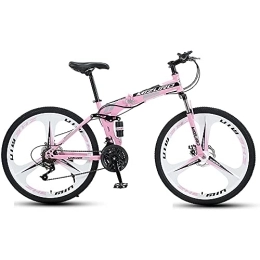 L&WB Folding Bike L&WB Mountain bike Man Woman Foldable Bicycle For Adults Portable Bicycles Trekking 21 / 24 / 27 Speed ​​Double Disc Brake Precise Exchange Complete 26, Pink, 26 inch 24 speed