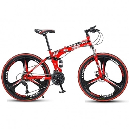 L&WB Folding Bike L&WB Mountain bike Man Woman Foldable Bicycle For Adults Portable Bicycles Trekking 21 / 24 / 27 Speed ​​Double Disc Brake Precise Exchange Complete 26, Red, 26 inch 27 speed