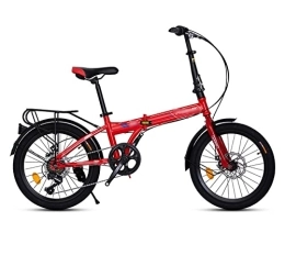LACALA Lightweight Folding Bicycle 20 Inch Adult Men's And Women's Ultra Light Portable Single Speed Small Wheel Type Off Road Unisex's Folding Bike,Red,20inch