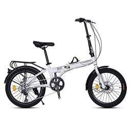 LACALA Bike LACALA Lightweight Folding Bicycle 20 Inch Adult Men's And Women's Ultra Light Portable Single Speed Small Wheel Type Off Road Unisex's Folding Bike, White, 20inch