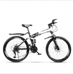LaKoos Folding mountain bike 26/24 inch 21 speed dual shock absorber dual disc brakes variable speed men and women off-road racing bikes suitable for travel-white_24