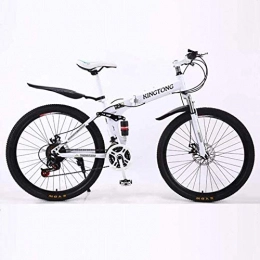 LAMTON 24/26 Inch Folding Bike 24-Speed Lightweight Foldable Mountain Bike with Double Shock Absorption and Disc Brake System (Color : White, Size : 24in)