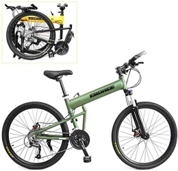 LAMTON Folding Bike LAMTON 24-Inch Mountain Bike with Folding Pedal, Aluminum Alloy Frame, Variable Speed Bicycle, Hydraulic Disc Brake, Off-Road Travel Bike (Color : Green, Size : 27 speed)