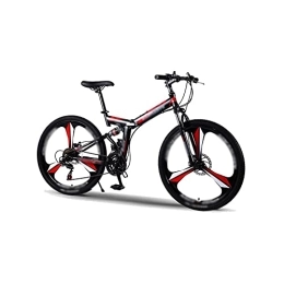 LANAZU Bike LANAZU Adult Bike, Foldable Mountain Bike, Steel Variable Speed Bike, Dual Disc Brakes, for Off-road, Adventure