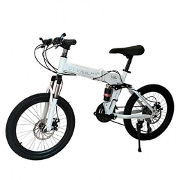 laonie Folding Bike laonie 20 inch folding X6 mountain bike stroller double shock-absorbing disc brake bicycle male and female students variable speed bicycle-Spoke wheel-white_20 inch-21 speed standard
