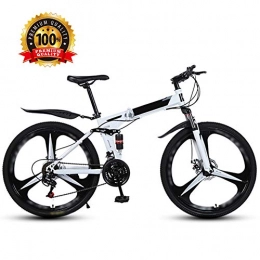 LAYG Folding Bike LAYG-Bicycle 26 Inches Lightweight Folding MTB Bike, Foldable Unisex City Commuter Bicycles, Double Disc Brake, 27 Speed Off-road Mountain Bike / white