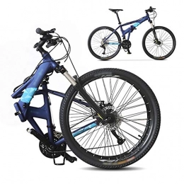 LAYG Folding Bike LAYG-Bicycle Off-road Mountain Bike, 26-inch Folding Shock-absorbing Bicycle, Male And Female Adult Lady Bike, Foldable Commuter Bike - 27 Speed Gears - Double Disc Brake / blue