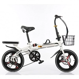 Lazzzgua Bike Lazzzgua 16 Inch Folding Bike, 6-Speed Bicycle with High Carbon Steel Frame, Double Disc Brake, Dual Suspension, Anti-Slip Bicycle for Commuter Men and Women Students