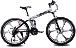 LBWT Bike LBWT 26 Inch Mountain Bike, Student Folding Bicycle, Dual Suspension, High-Carbon Steel, 21 Speed / 24 Speed / 27 Speed (Color : White, Size : 27 Speed)