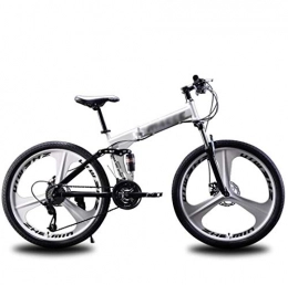 LBWT Folding Bike LBWT Adult Folding Mountain Bikes, 24 Inches Unisex Spoke Wheels City Road Bike, Leisure Sports, Gifts (Color : Silver, Size : 24 Speed)