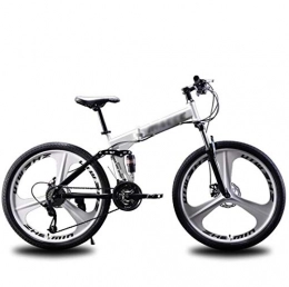LBWT Folding Bike LBWT Adult Mountain Bikes, Outdoor Folding Bicycle, 24 Inches Wheels City Road Bike, Thickened High Carbon Steel Frame, Gifts (Color : Silver, Size : 27 Speed)