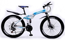 LBWT Folding Bike LBWT Folding Mountain Bicycle Bike, Adult Off-road Bicycles, High Carbon Steel, Dual Suspension, Outdoor Leisure Sports, Gifts (Color : Blue, Size : 27 speed)
