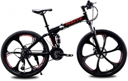 LBWT Bike LBWT Folding Mountain Bike, Unisex Dual Suspension Mountain Bicycle, 26 Inch Integral Wheel, High-Carbon Steel, 21 Speed / ​​24 Speed / ​​27 Speed ​​ (Color : Black, Size : 24 Speed)