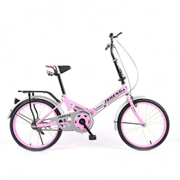 LBWT Folding Bike LBWT Girls Outdoor Folding Bike, City Damping Road Bike, 20 Inches Wheels Disc Brakes Bicycle, Gifts (Color : Pink, Size : Single speed)