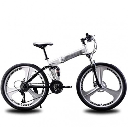 LBWT Folding Bike LBWT Outdoor Folding Mountain Bike, Road Bicycle, 24 Inches Spoke Wheels, With Disc Brakes, Leisure Sports, Gifts (Color : Silver, Size : 21 Speed)