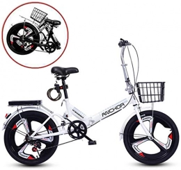 LCAZR Folding Bike LCAZR 20-Inch Folding Speed Bicycle, Mountain Bike, Damping Bicycle Unisex, Folding Bicycle with Double Disc Brake, Adult Bicycle / White / Single speed