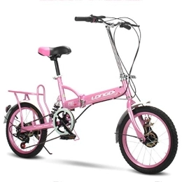 LFANH Folding Bike LFANH 20 Inch Bicycle Lightweight Folding Bike, Variable Speed Outroad Mountain Bike, Portable City Folding Compact Bicycle, Road Female Bike for Adults Men And Women Or Child, Pink