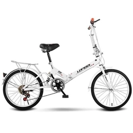 LFANH Folding Bike LFANH Folding Bike City Bike, 20" Road Bikes Commuter Bike Portable ​​City Folding Compact Bicycle for Man, Woman, Child One Size Fits All 6Speed, White