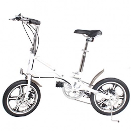 LHLCG 16 Inch Folding Bicycle Aluminum Alloy Mini Shift Disc Brake Bike,White